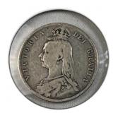 1888 Great Britain Silver Half Crown Coin, .925