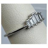 925 Silver Baguette Cut 5 Zirconia Petite Ring