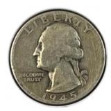 1945-D Silver Washington Quarter, US 90% Coin