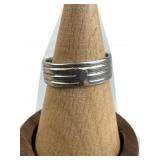 925 Silver Striped Ribbed Band Ring