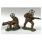 (2) Vtg. Tin Top Lead USA Toy Soldiers, Gunners