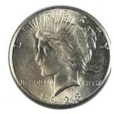 1923-S Quality BU Peace Silver Dollar, US $1, 90%