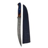 Lg Damascus Steel Long Fillet Knife w/ Sheath