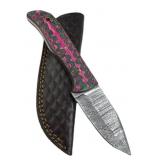 Damascus Steel Fixed Blade Knife w/ Sheath