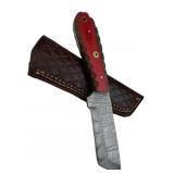 Damascus Steel Fixed Blade Knife w/ Sheath
