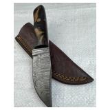 Damascus Steel Fixed Blade Knife w/ Sheath