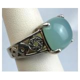925 Silver Caribbean Blue Chrysoprase Ring