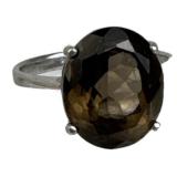 925 Silver Natural Smoky Quartz Ring