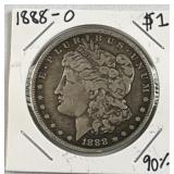 1888-O Morgan Silver Dollar, US $1 Coin, 90%