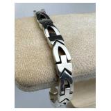 925 Silver Taxco Solid Modernist Link Bracelet