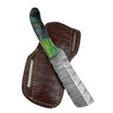 Damascus Steel Fixed Blade Knife w/ Sheath