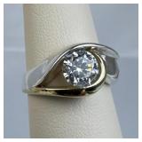 14k Gold and 925 Silver 1 Carat CZ Ring
