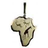 Stunning 9K Yellow Gold & Carved Bone Africa Map P