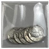 (5) 1940s WWII Era Silver Mercury Dimes, 90%