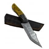 Damascus Steel Fixed Blade Knife w/ Sheath