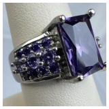 925 Silver Chunky Dazzling Amethyst Ring
