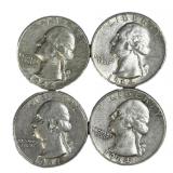 (4) 90% Silver 1960s Washington Quarters, US