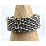 925 Silver Flexible Mesh Band Ring