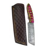 Damascus Steel Fixed Blade Knife w/ Sheath