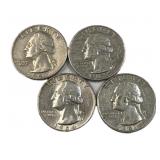 (4) 90% Silver 1960s Washington Quarters, US