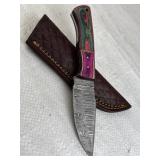 Damascus Steel Fixed Blade Knife w/ Sheath