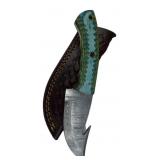 Damascus Steel Fixed Blade Knife w/ Sheath