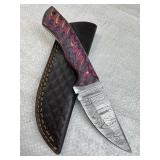 Damascus Steel Fixed Blade Knife w/ Sheath