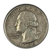 1960 Silver Washington Quarter, US 90% Coin