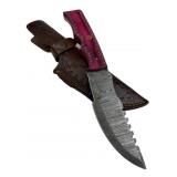 Lg Damascus Steel Fixed Blade Knife w/ Sheath