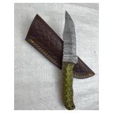 Damascus Steel Fixed Blade Knife w/ Sheath