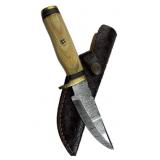 Damascus Steel Fixed Blade Knife w/ Sheath