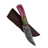 Damascus Steel Fixed Blade Knife w/ Sheath