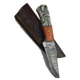 Damascus Steel Fixed Blade Knife w/ Sheath