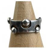 925 Silver Modernist Raised Spherical Band Ring