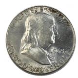 1963 Franklin Silver Half Dollars, 50c US Coins