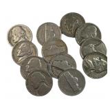 (12) 1939-1963 Jefferson Nickels w/ (4) Silver