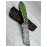 Damascus Steel Fixed Blade Knife w/ Sheath