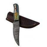 Damascus Steel Fixed Blade Knife w/ Sheath