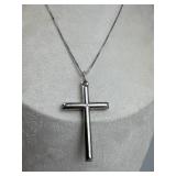 925 Silver Italy Puffy Cross Pendant Box Link Neck