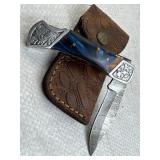 Damascus Steel Folding Blade Knife