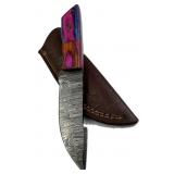 Damascus Steel Fixed Blade Knife w/ Sheath