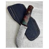Damascus Steel Fixed Blade Knife w/ Sheath