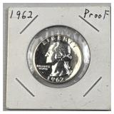 1962 Proof Washington Silver Quarter, 25c, 90%
