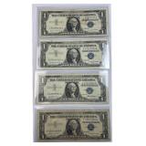 (4) 1957 & 57A US $1 Blue Seal Silver Certs