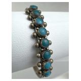 925 Silver Vintage Zuni Snake Eye Turquoise Cuff B