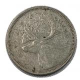 1963 Canada Silver Quarter, 25c Coin, 80%