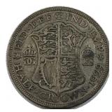 1929 Great Britain Silver Shilling, .500