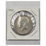 1964 Kennedy Silver Half, 50c US Coin, 90%