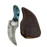 Damascus Steel Fixed Blade Knife w/ Sheath
