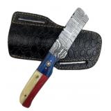 Damascus Steel Fixed Blade Knife w/ Sheath